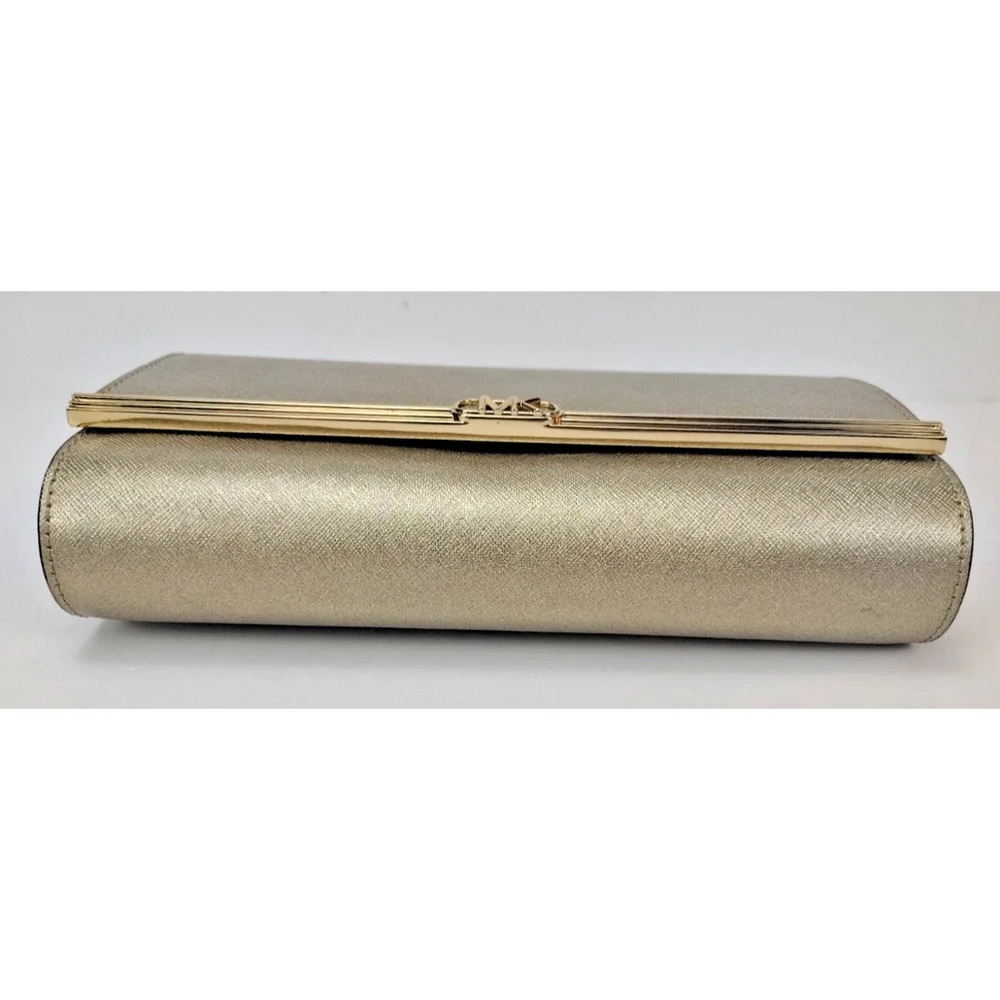 Michael Kors Mona Leather Clutch/Crossbody/Shoulder Bag - Metallic Gold - NWT